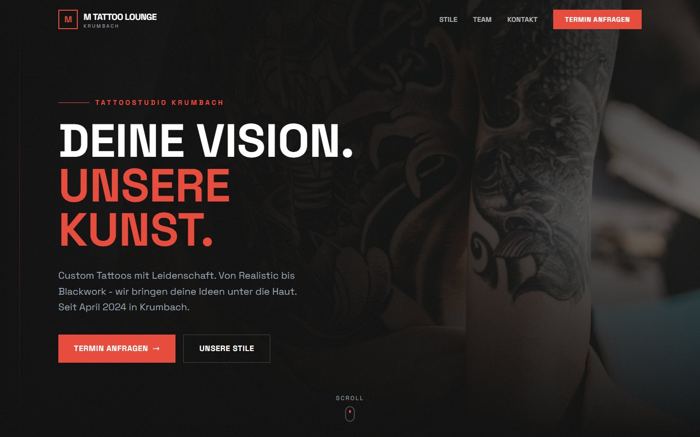 M Tattoo Lounge Website